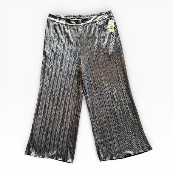 Jessica Simpson Adaeze Wide Leg Pants Women’s 3X Silver Metallic NWT $89 - Picture 8 of 9